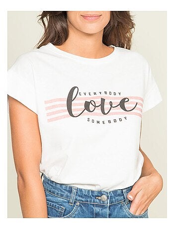 T-shirt col rond message FODY