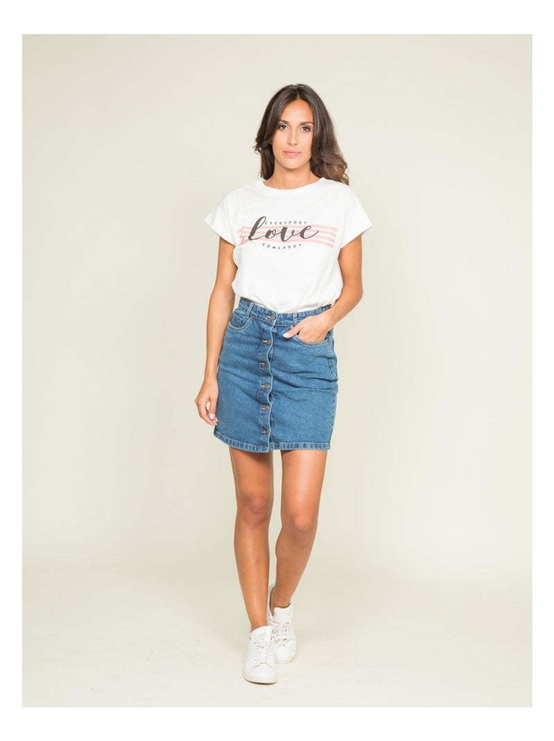 T-shirt col rond message FODY Blanc - Kiabi