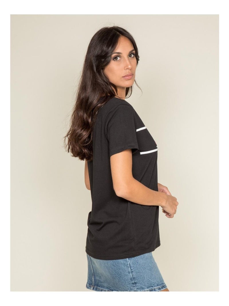 T-shirt col rond message FOLIDAY Noir - Kiabi