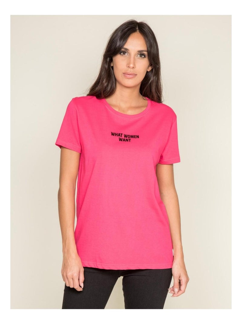 T-shirt col rond message FOMEREY Rose fushia - Kiabi