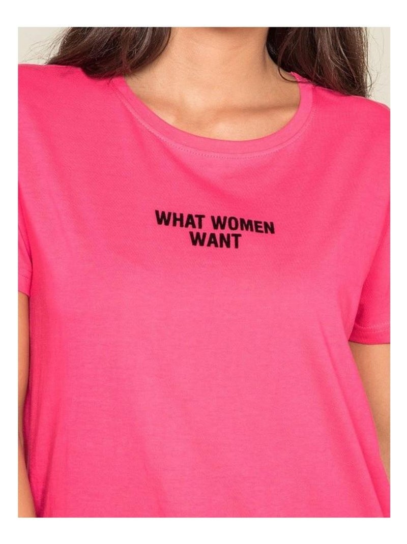 T-shirt col rond message FOMEREY Rose fushia - Kiabi