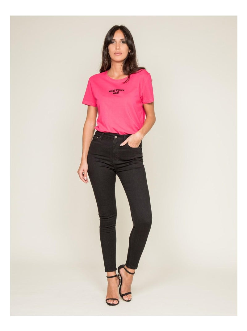 T-shirt col rond message FOMEREY Rose fushia - Kiabi