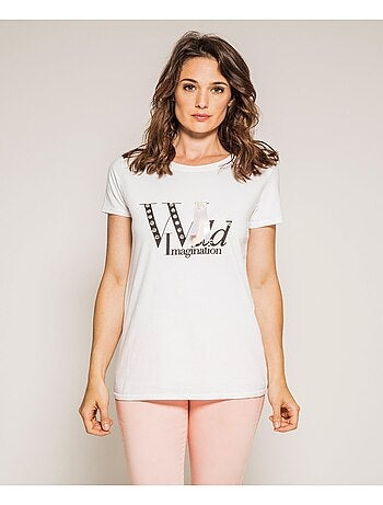 T-shirt col rond message FORTY