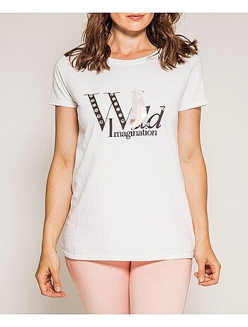 T-shirt col rond message FORTY