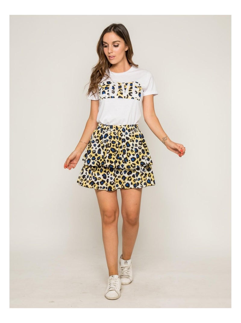 T-shirt col rond message FOVE Jaune - Kiabi