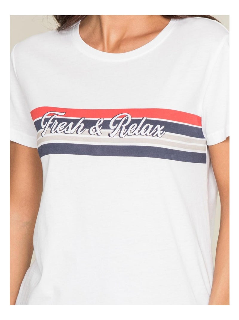 T-shirt col rond message FRAMONT Blanc - Kiabi