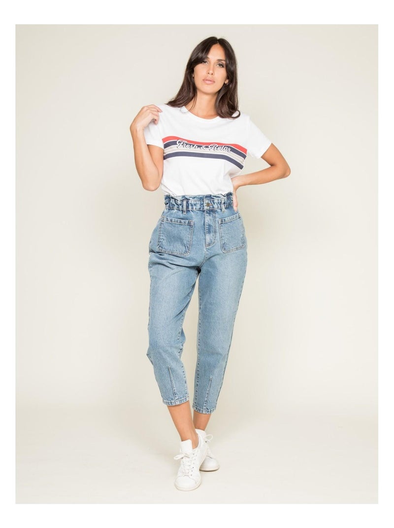 T-shirt col rond message FRAMONT Blanc - Kiabi