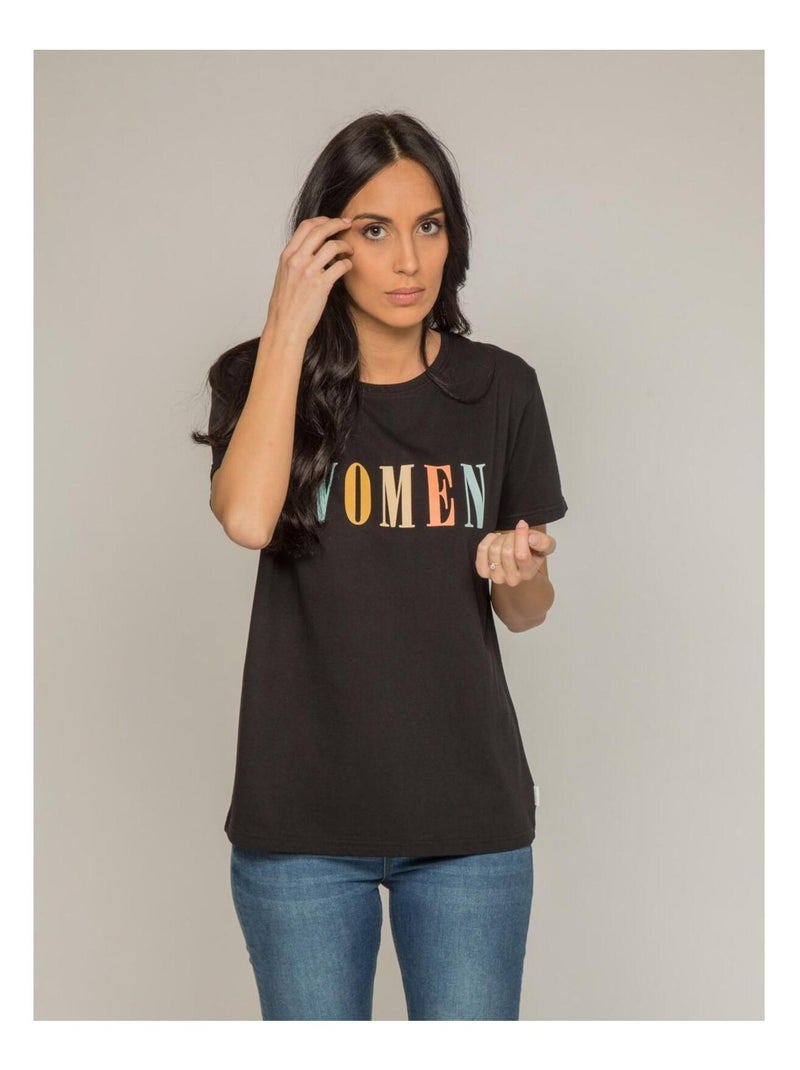 T-shirt col rond message FRECHOU Noir - Kiabi