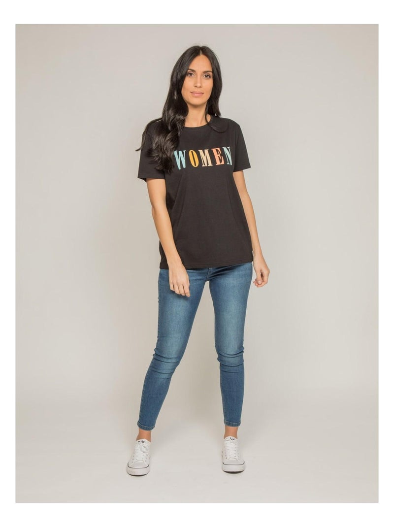 T-shirt col rond message FRECHOU Noir - Kiabi