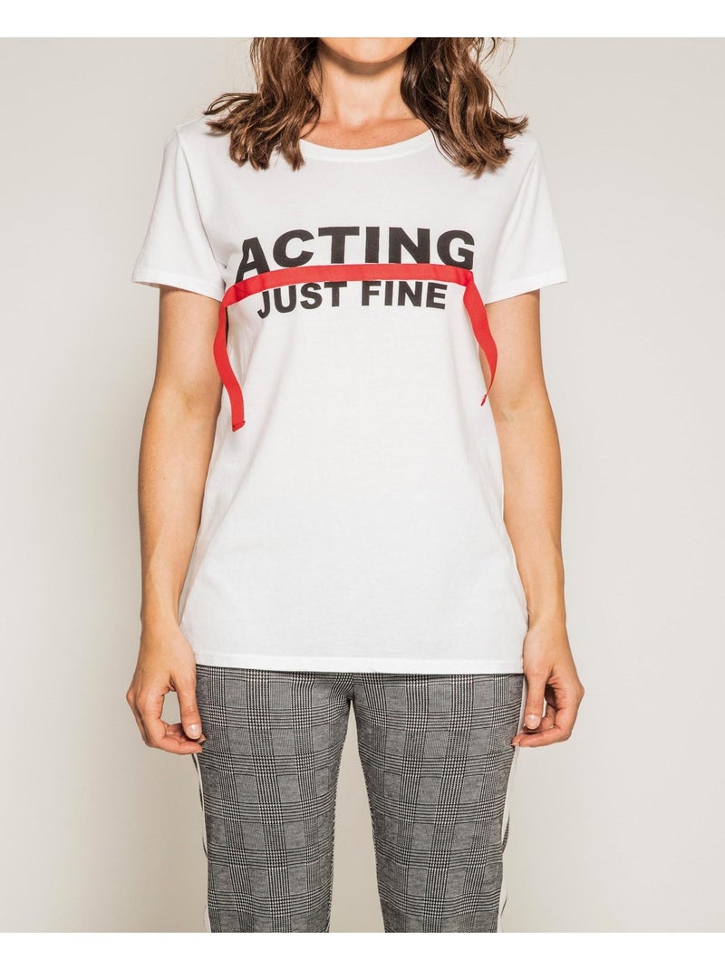 T-shirt col rond message FRIZ Blanc - Kiabi