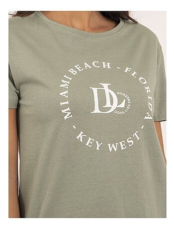 T-shirt col rond message FUSAIN