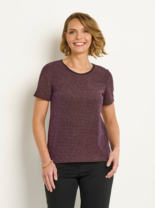 T-shirt col rond métallisé manches courtes - Kiabi