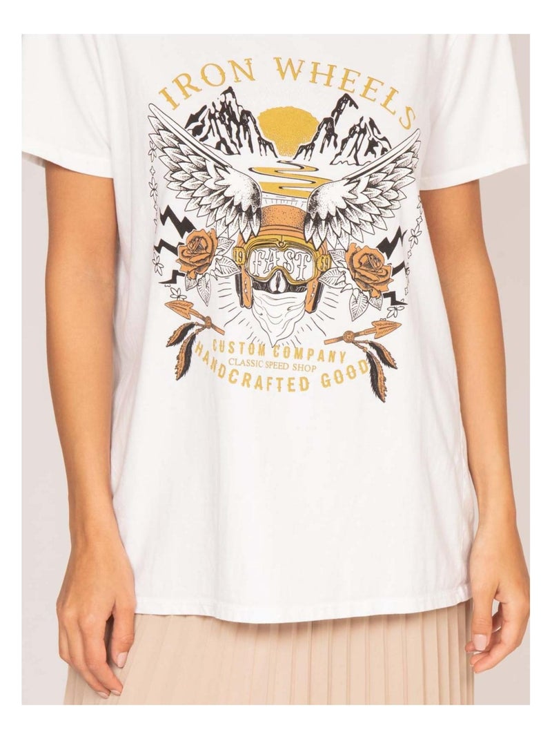 T-shirt col rond motifs FAIGLE Blanc - Kiabi
