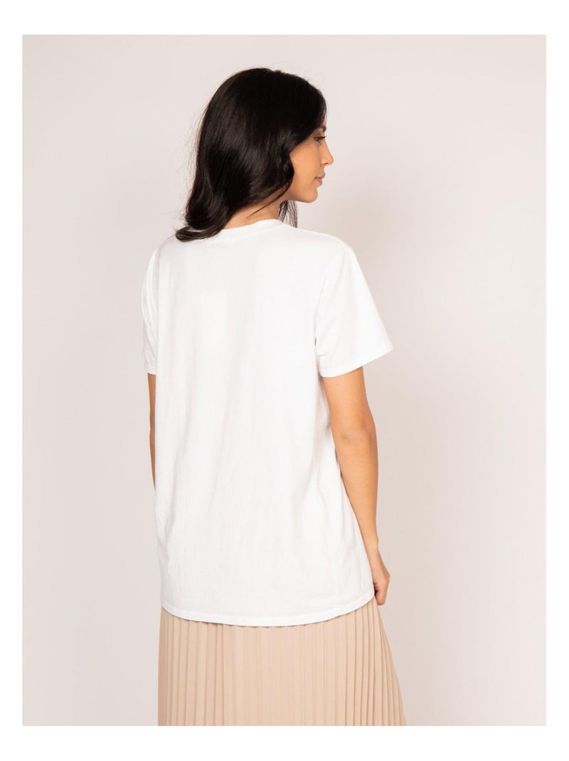 T-shirt col rond motifs FAIGLE Blanc - Kiabi
