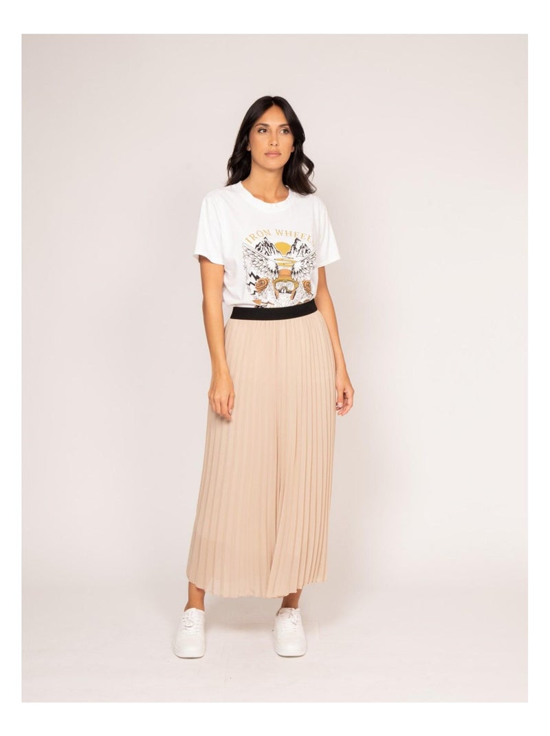T-shirt col rond motifs FAIGLE Blanc - Kiabi