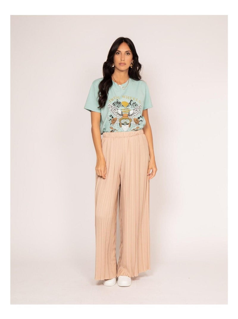 T-shirt col rond motifs FAIGLE Vert d'eau - Kiabi