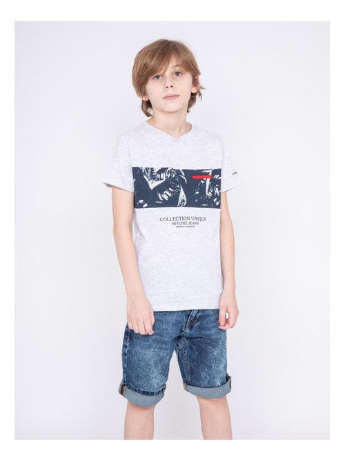 T-shirt col rond motifs NADIMO garçon - Kiabi