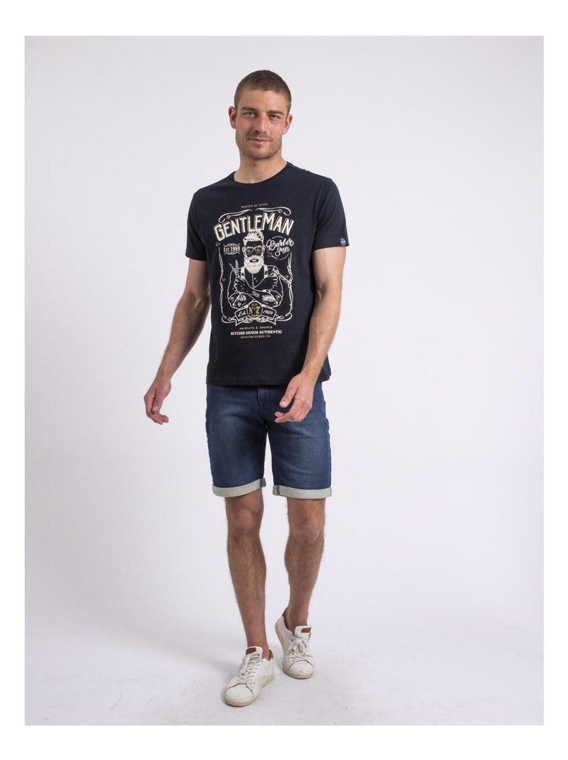 T-shirt col rond NAGORI Bleu marine - Kiabi