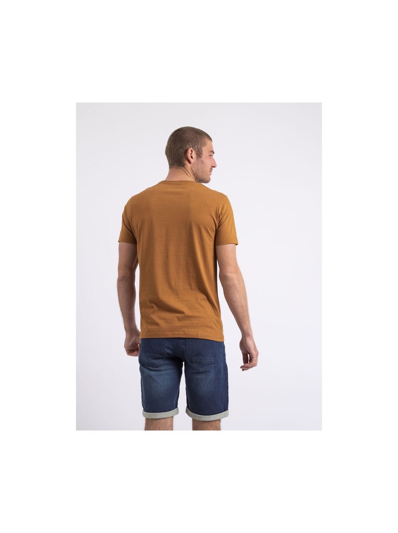 T-shirt col rond NAGORI Marron caramel - Kiabi