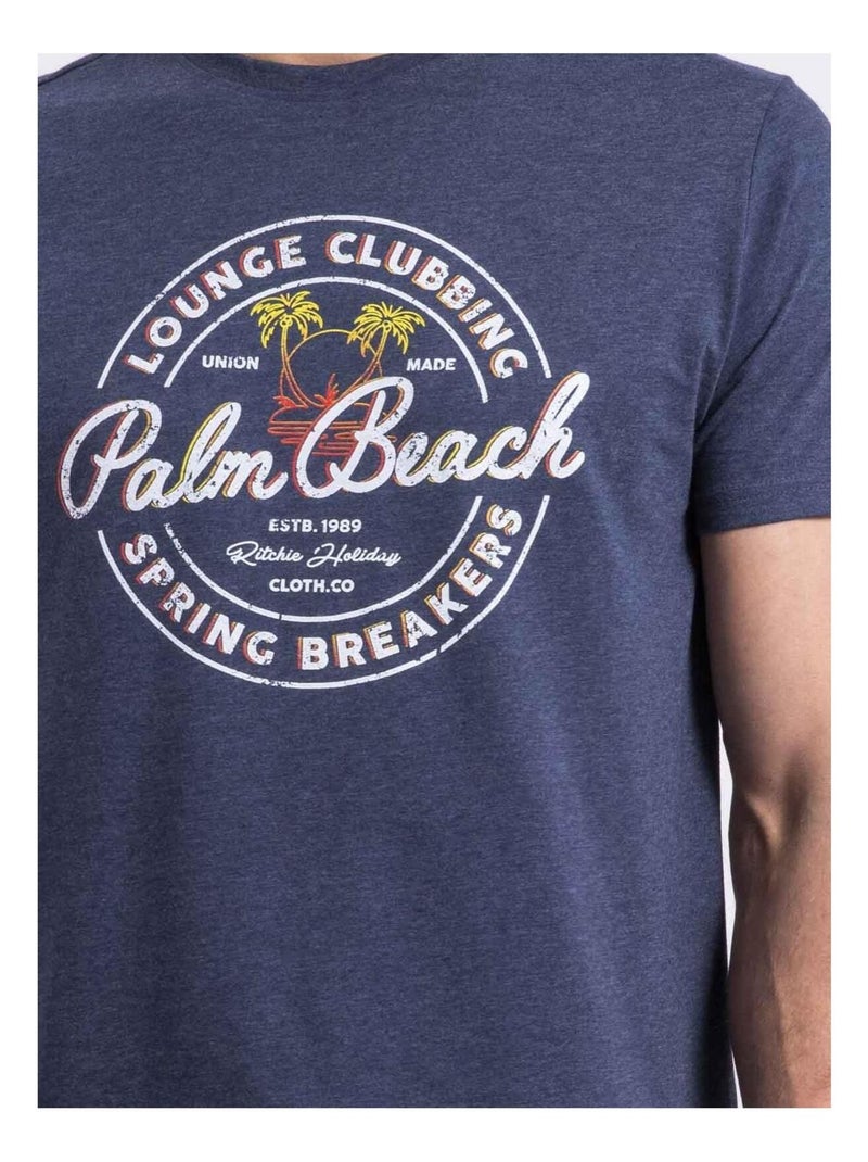 T-shirt col rond NAKIWOK Bleu marine - Kiabi