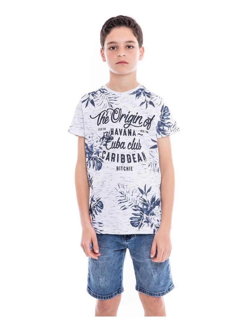 T-shirt col rond NAKOTA BOY Ecru - Kiabi