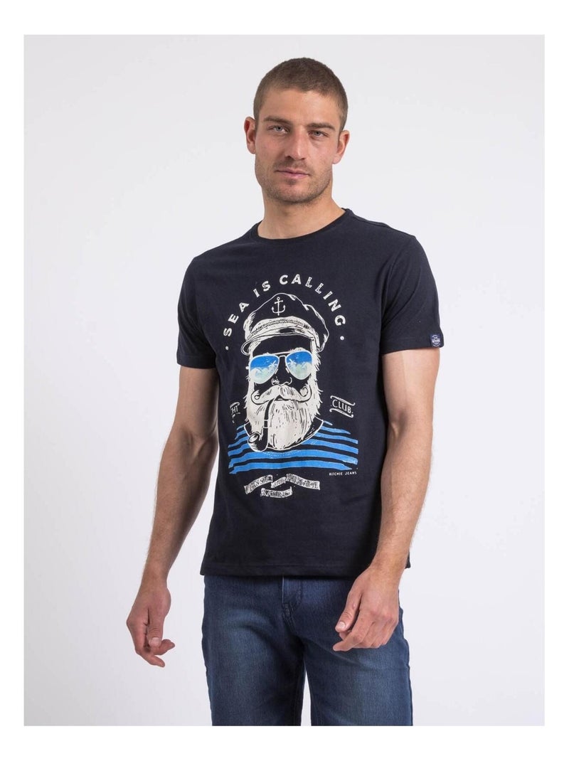 T-shirt col rond NALUPIRI Bleu marine - Kiabi