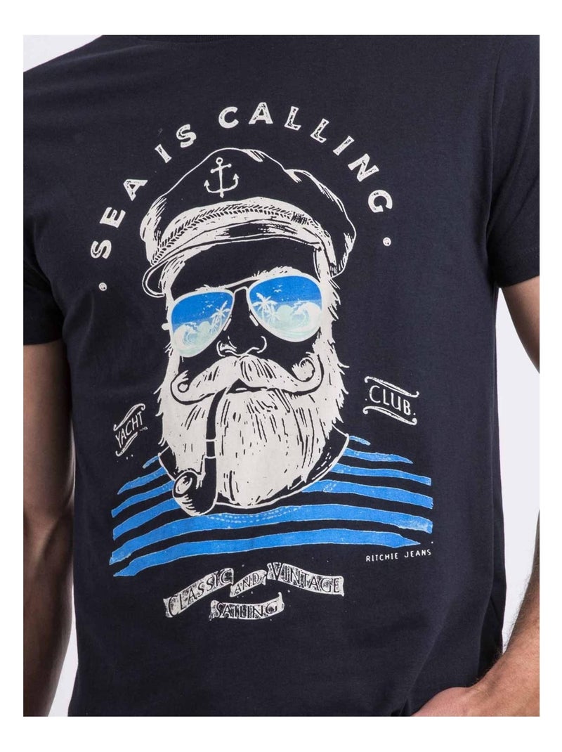 T-shirt col rond NALUPIRI Bleu marine - Kiabi