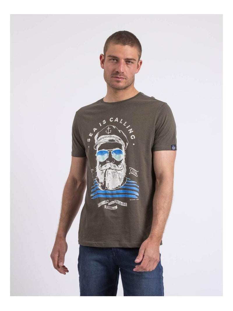 T-shirt col rond NALUPIRI Kaki - Kiabi