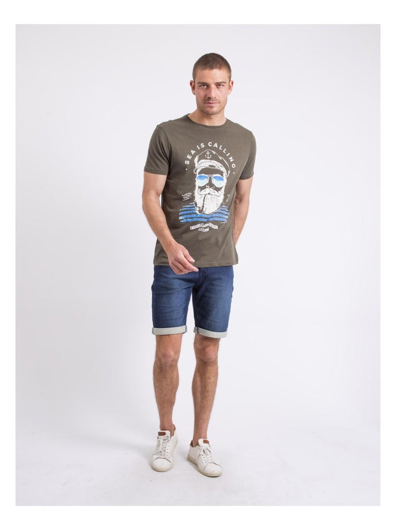 T-shirt col rond NALUPIRI Kaki - Kiabi