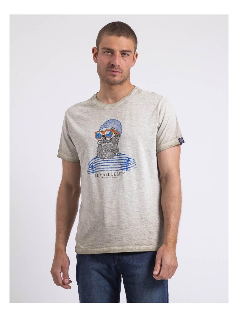 T-shirt col rond NAPAROT Beige - Kiabi