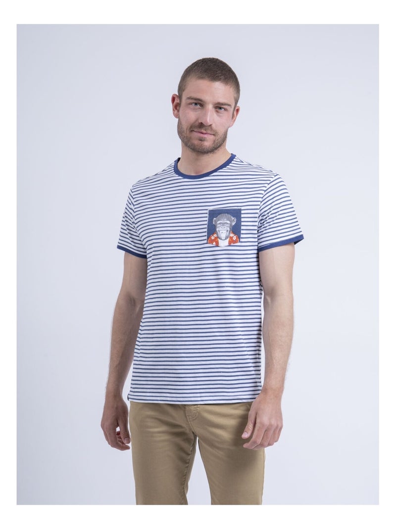 T-shirt col rond NAPISINGE Bleu marine - Kiabi