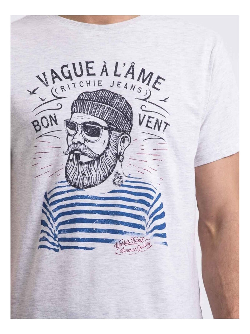 T-shirt col rond NAPLE Gris - Kiabi