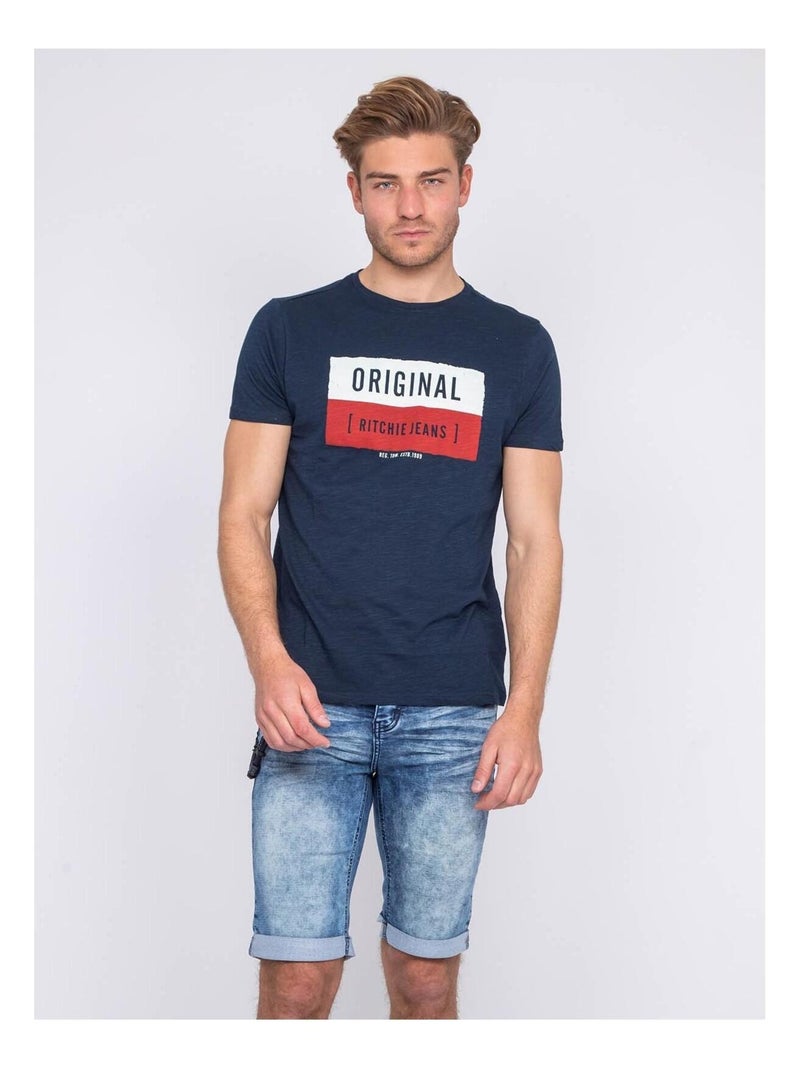 T-shirt col rond NEWMAN Bleu marine - Kiabi