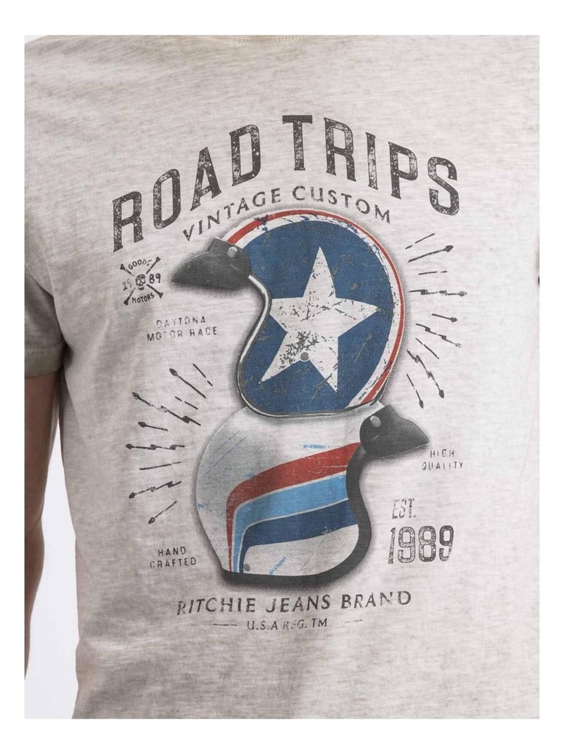 T-shirt col rond NICALAS Beige - Kiabi