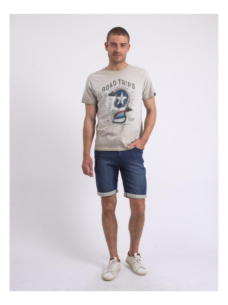 T-shirt col rond NICALAS Beige - Kiabi