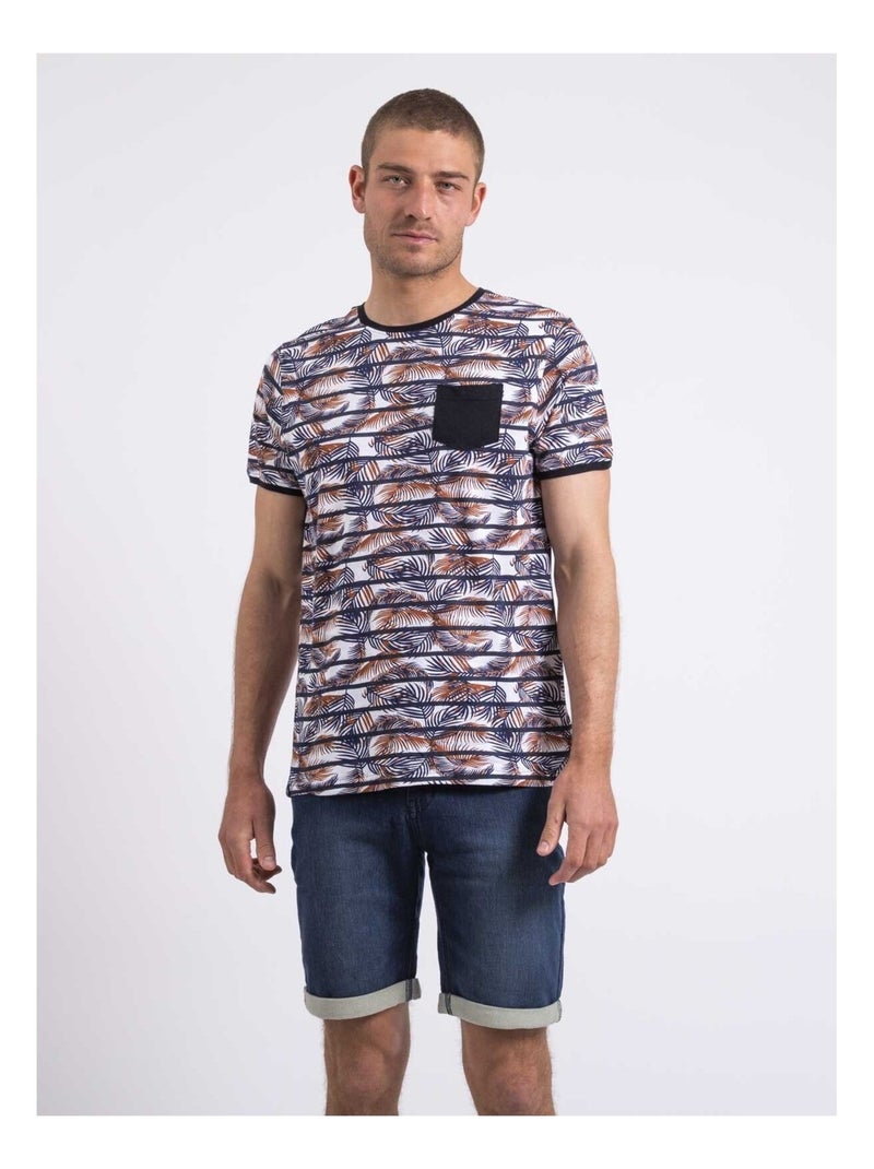T-shirt col rond NIKUTO Bleu marine - Kiabi