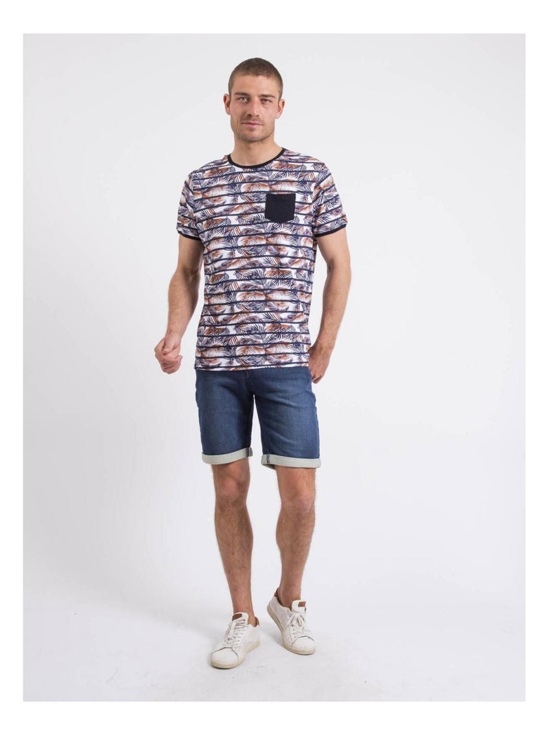T-shirt col rond NIKUTO Bleu marine - Kiabi