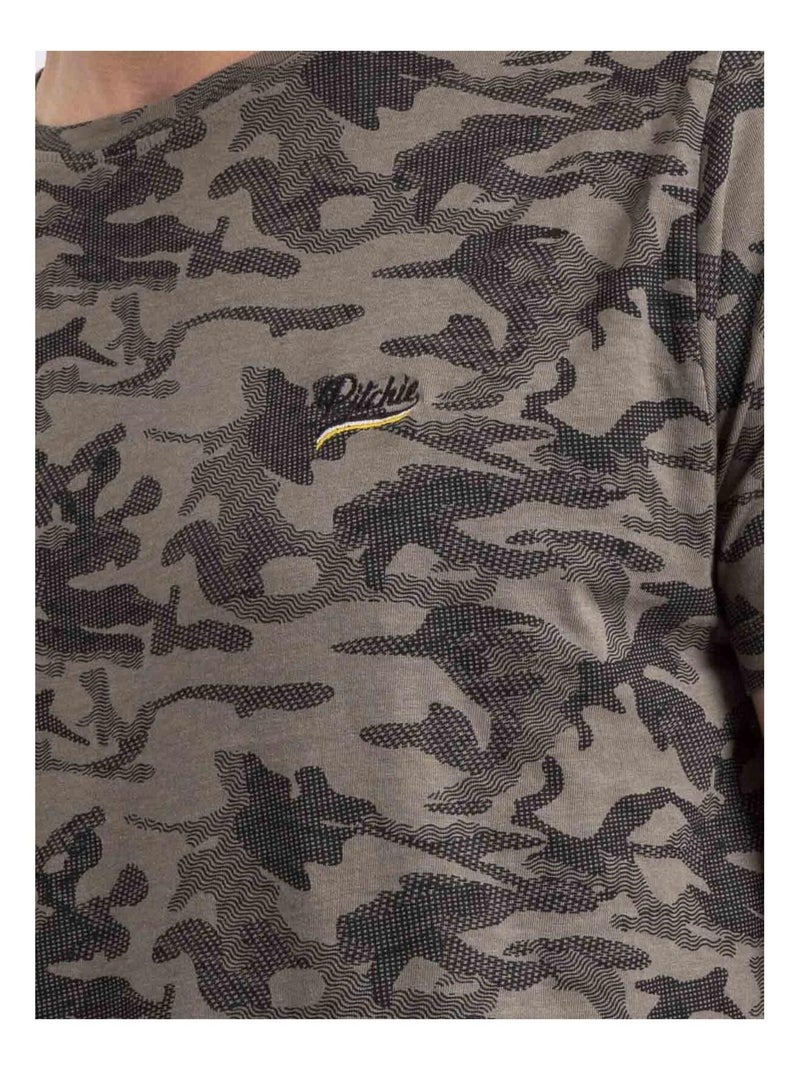 T-shirt col rond NILIMOUR Kaki - Kiabi