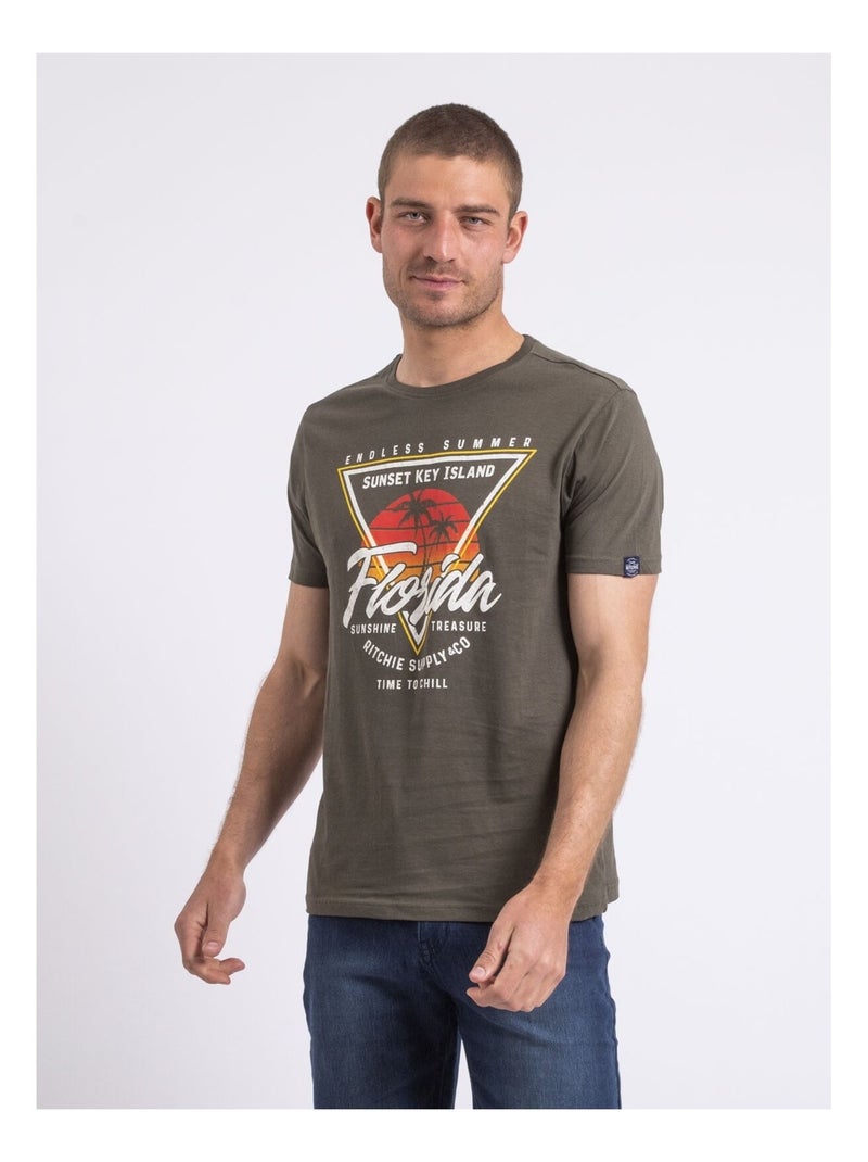 T-shirt col rond NILIPACK Kaki - Kiabi