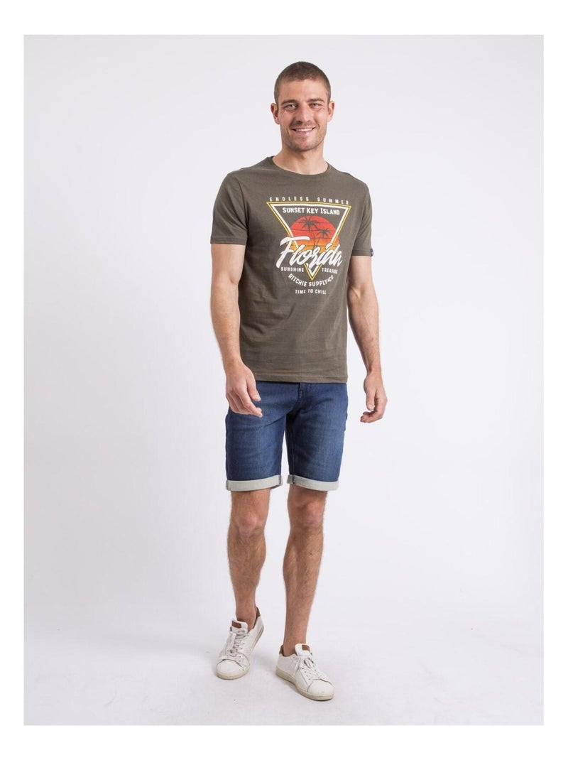 T-shirt col rond NILIPACK Kaki - Kiabi