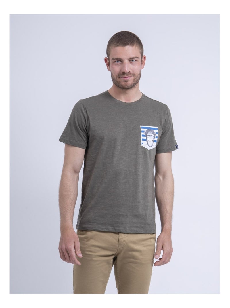 T-shirt col rond NINJATOL Kaki - Kiabi