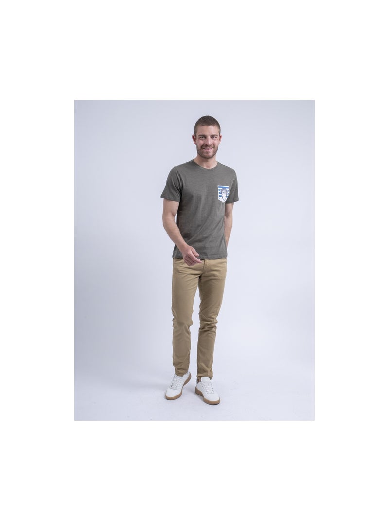 T-shirt col rond NINJATOL Kaki - Kiabi