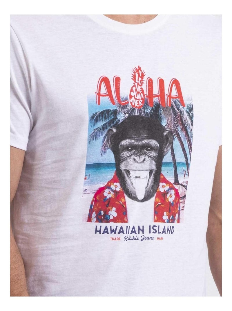 T-shirt col rond NIPAGOLO Blanc - Kiabi