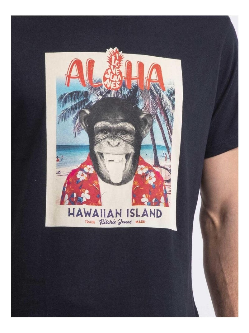 T-shirt col rond NIPAGOLO Bleu marine - Kiabi