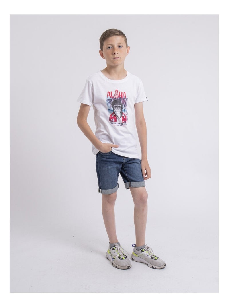 T-shirt col rond NIPAGOLO garçon Blanc - Kiabi