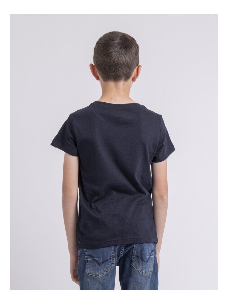 T-shirt col rond NIPAGOLO garçon Bleu marine - Kiabi
