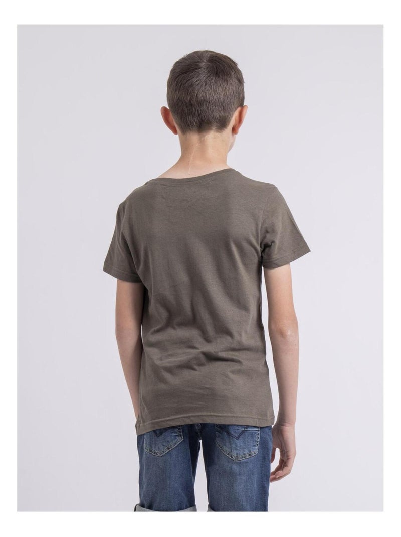 T-shirt col rond NIPAGOLO garçon Kaki - Kiabi