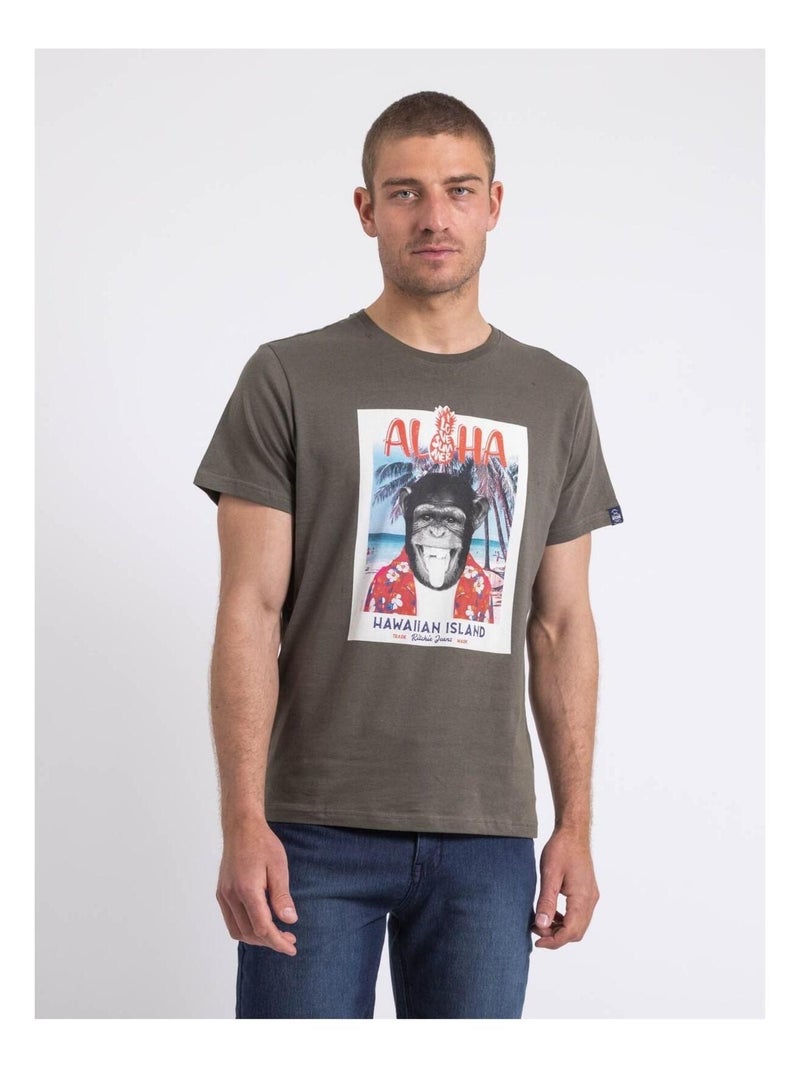 T-shirt col rond NIPAGOLO Kaki - Kiabi