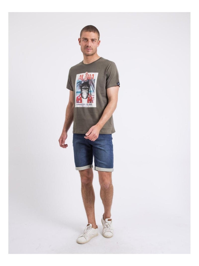 T-shirt col rond NIPAGOLO Kaki - Kiabi