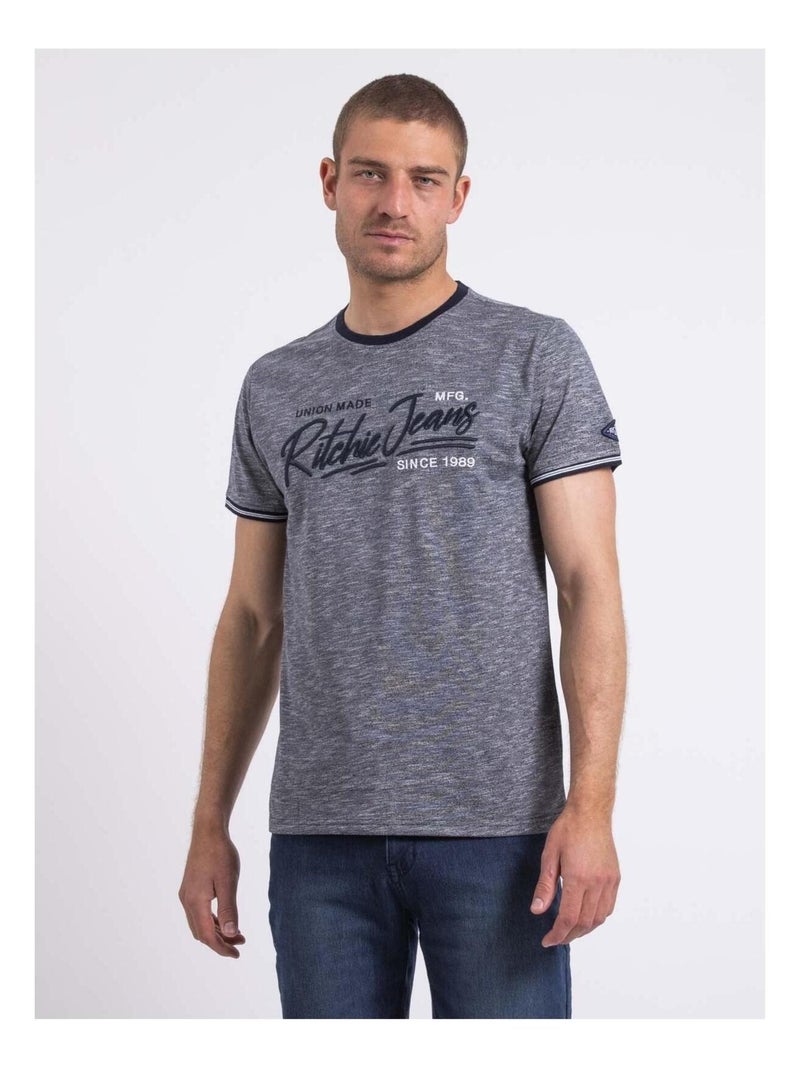 T-shirt col rond NIRADAM Bleu marine - Kiabi